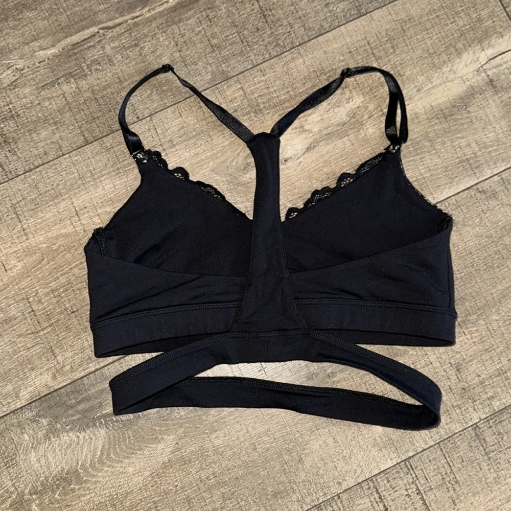 Bombshell Sportswear Black & Nude Lace Strappy Sports Bra - Picture 3 of 3